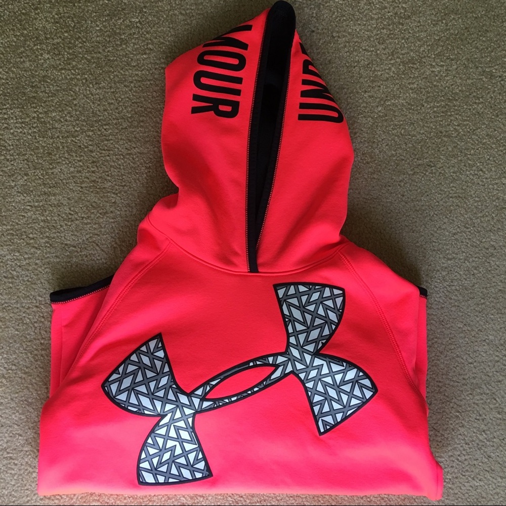 Under  Armor hoodie neon orange youth hoodie - Picture 3 of 6